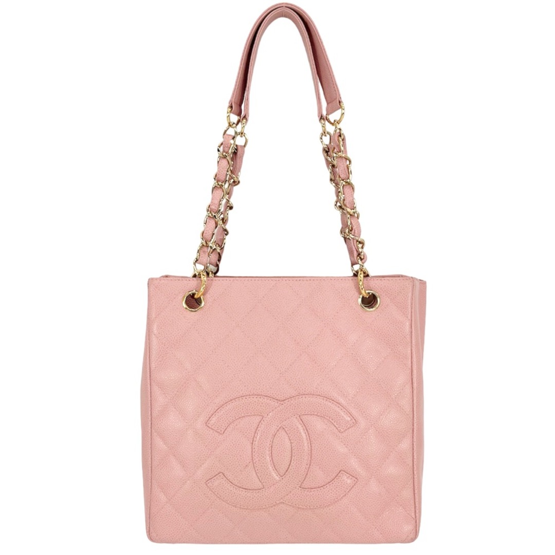 CHANEL(シャネル)のCHANEL シャネル ハンドバッグ チェーントートバッグ マトラッセ PST ココマーク ココ 肩掛け かばん 鞄  キャビアスキン   ピンク ゴールド金具 レディース【中古品】 レディースのバッグ(ハンドバッグ)の商品写真