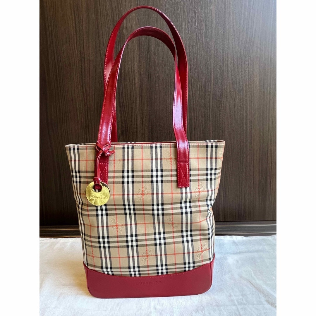 BURBERRY - 【BURBERRY バーバリー】トートバッグ 赤 革製品の通販 by