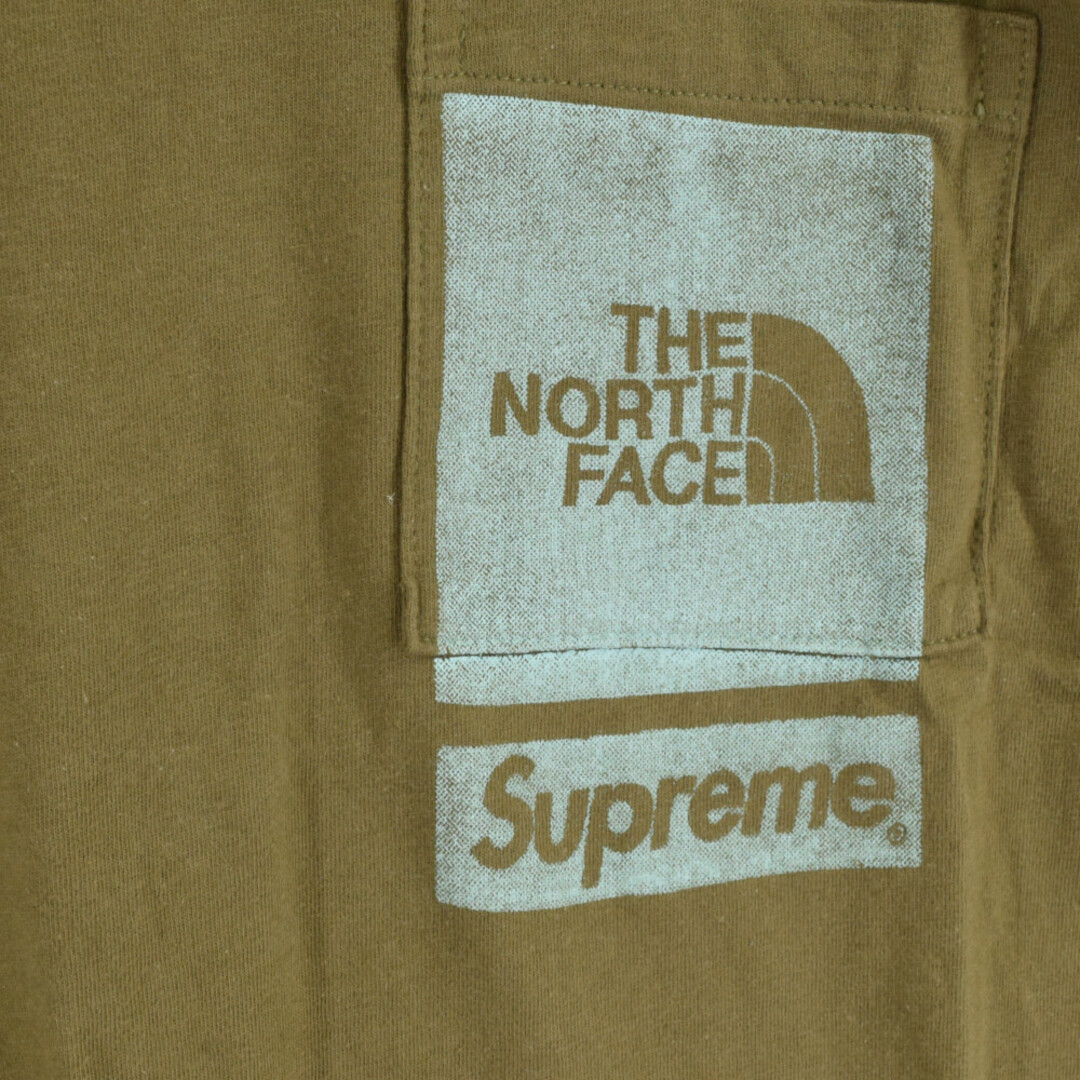 SUPREME シュプリーム 23SS×THE NORTH FACE(ザ ノースフェイス) Printed Pocket Tee ロゴプリント ポケット 半袖Tシャツカットソー カーキ