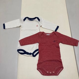 プチバトー(PETIT BATEAU)のプチバトー　長袖肌着　3m60cm 2点(カバーオール)