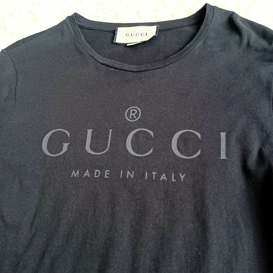 Gucci(グッチ)のGUCCIグッチ☆ロゴ Tシャツ L ブラック 上質コットン ユニセックス メンズのトップス(Tシャツ/カットソー(半袖/袖なし))の商品写真