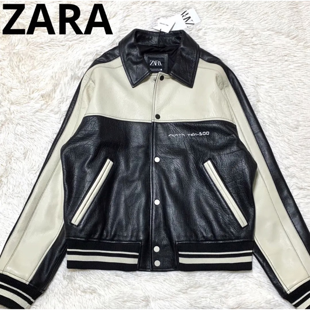 ZARA(ザラ)の【新品/完売品】ZARA 本革 ブロックカラー レザージャケット オーバーサイズ メンズのジャケット/アウター(レザージャケット)の商品写真