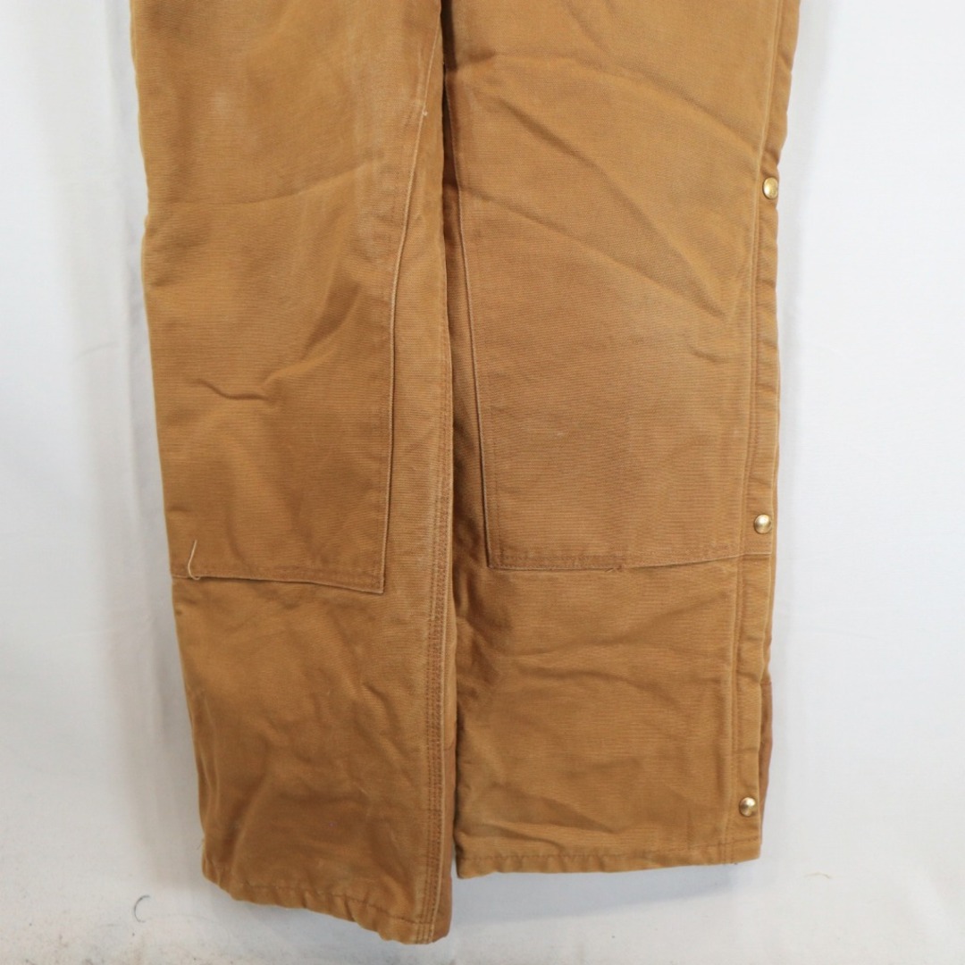 90年代 メキシコ製 Carhartt カーハート オーバーオール  ワーク  ダック地 裏地キルティング ベージュ (メンズ 42×32)   N5839