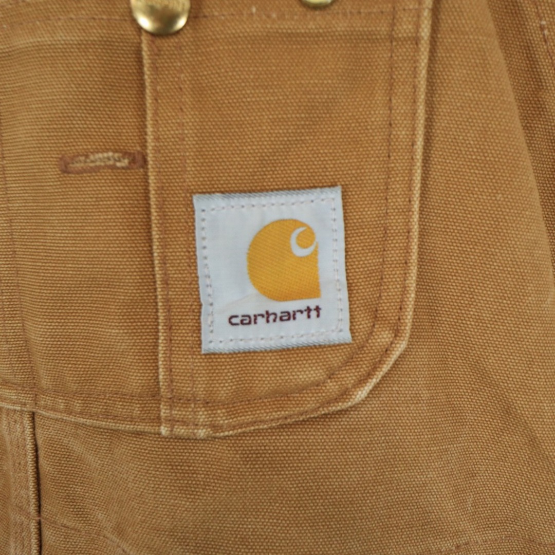 90年代 メキシコ製 Carhartt カーハート オーバーオール  ワーク  ダック地 裏地キルティング ベージュ (メンズ 42×32)   N5839