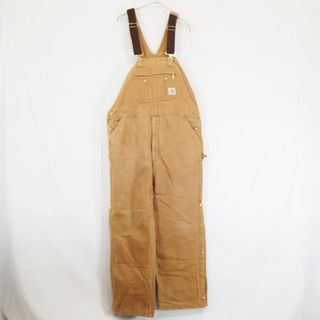 カーハート(carhartt)の90年代 メキシコ製 Carhartt カーハート オーバーオール  ワーク  ダック地 裏地キルティング ベージュ (メンズ 42×32) 中古 古着 N5839(サロペット/オーバーオール)