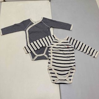 プチバトー(PETIT BATEAU)のプチバトー　長袖肌着　6m 67cm 2点(カバーオール)