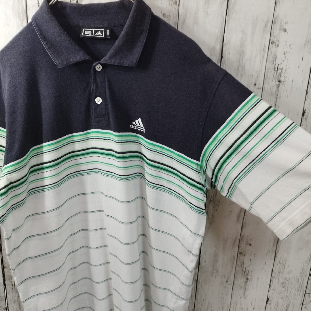 adidas(アディダス)の【adidas】ランダムボーダー柄ポロシャツ　半袖　ゴルフウェア　スポーツ　夏 メンズのトップス(ポロシャツ)の商品写真