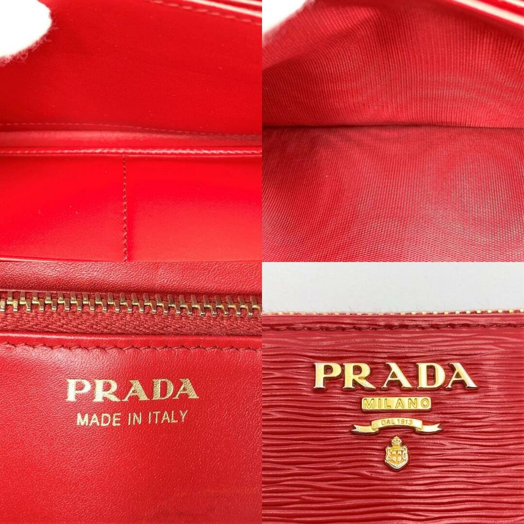 PRADA(プラダ)の美品 PRADA プラダ 長財布 財布 ウォレット ラウンドファスナー レッド 赤 レザー レディース メンズ ファッション 1ML506 USED 【中古】 レディースのファッション小物(財布)の商品写真