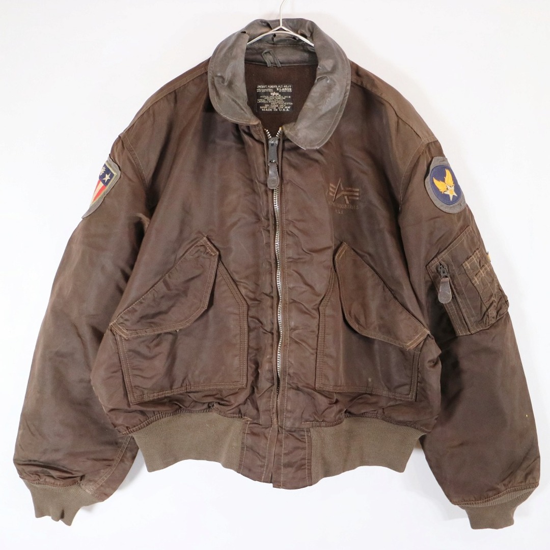 約65cmUSA製 ALPHA INDUSTRIES アルファ インダストリーズ MA-1 フライトジャケット ミリタリー 防寒 ブラウン (メンズ XL)   N5953