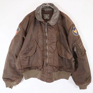 USA製 ALPHA INDUSTRIES アルファ インダストリーズ MA-1 フライトジャケット ミリタリー 防寒 ブラウン (メンズ XL) 中古 古着 N5953(その他)