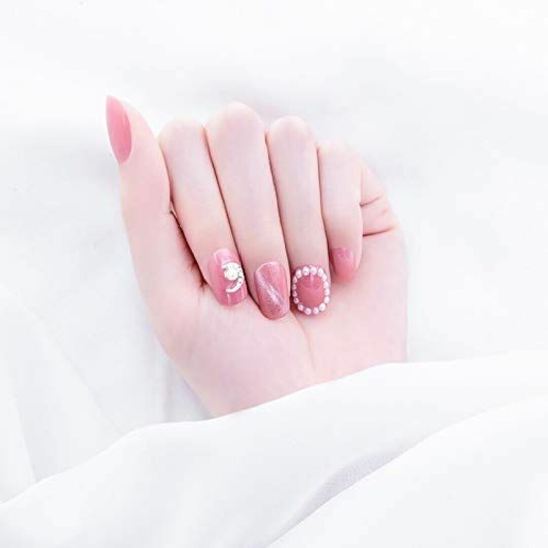 24枚入り 花嫁ネイルアート つけ爪 3D 飾り ピンクのキレイめニュアンスネイ コスメ/美容のネイル(ネイルケア)の商品写真