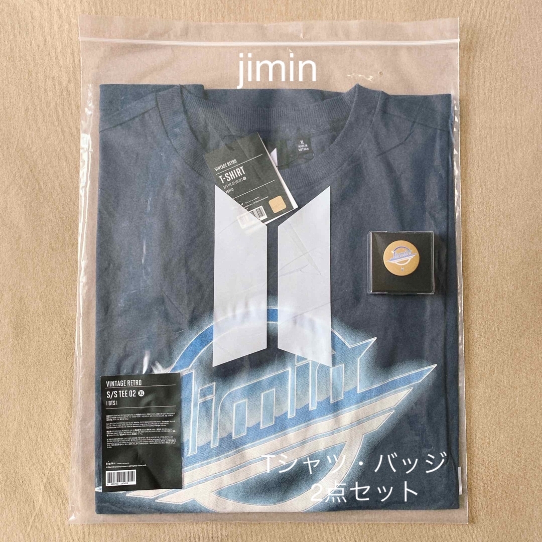 BTS VINTAGE RETRO JIMIN ジミン Tシャツ XL ・バッジ