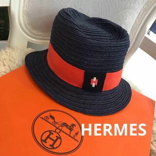 HERMES【超美品 イタリア】ストローハット 麦わら帽子 59