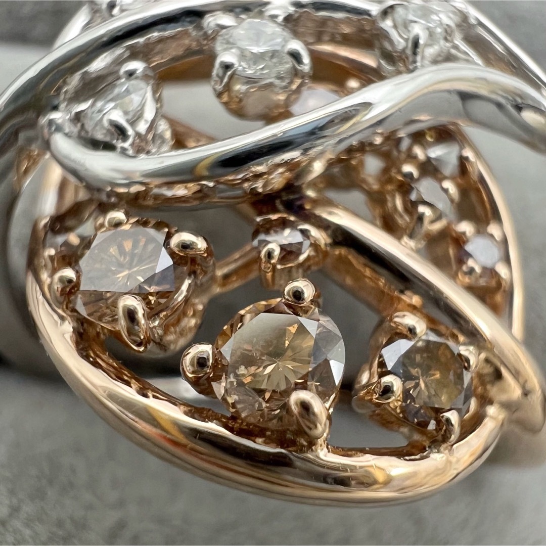 K18WG マルチカラー 天然 ダイヤモンド 2.00ct ダイヤ リング 指輪