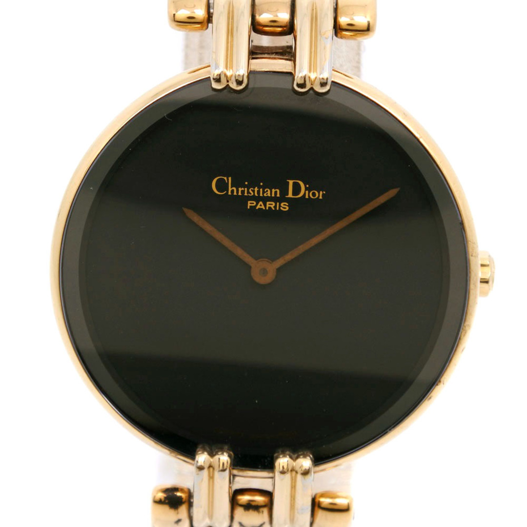 【Dior】クリスチャンディオール バギラ 46.154-2 金メッキ ゴールド クオーツ アナログ表示 レディース 黒文字盤 腕時計
