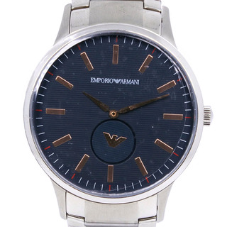 アルマーニ(Armani)の【ARMANI】エンポリオ・アルマーニ レナート AR-11137 ステンレススチール シルバー クオーツ スモールセコンド メンズ ネイビー文字盤 腕時計(腕時計(アナログ))