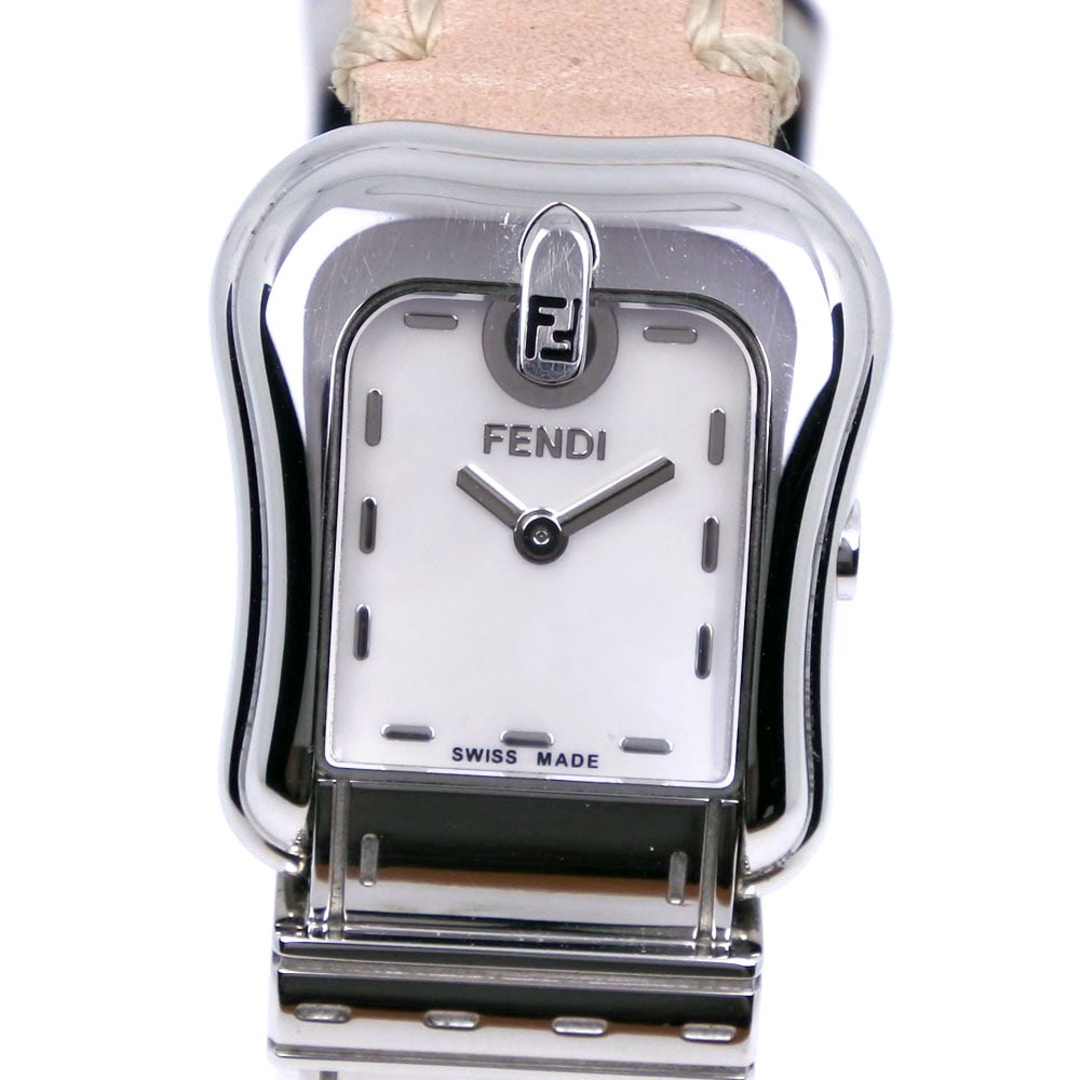 【FENDI】フェンディ ビーフェンディ 3800L ステンレススチール×レザー ピンク クオーツ アナログ表示 レディース ピンクシェル文字盤 腕時計