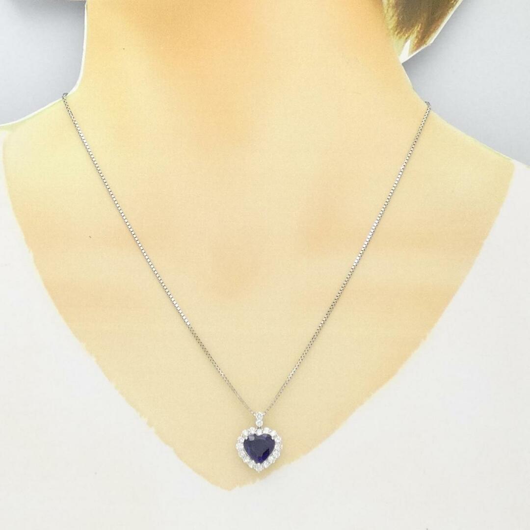 ご注意くださいPT ハート サファイヤ ネックレス 3.06CT