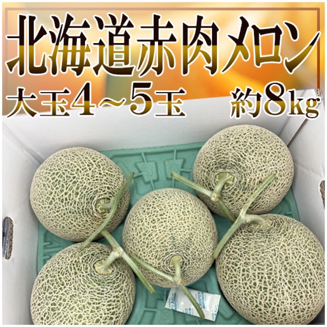 北海道産 赤肉メロン 5玉入 約8kg