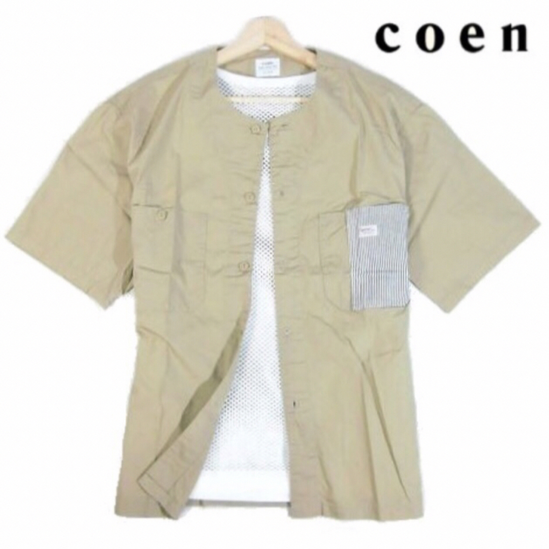 coen(コーエン)の【coen/コーエン】COEN × SMITH'S ノーカラー 半袖シャツ・L メンズのトップス(シャツ)の商品写真