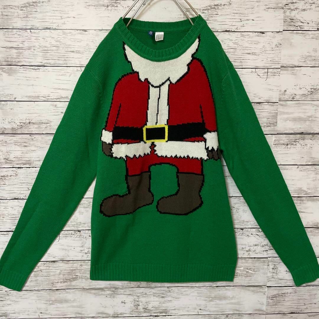 H&M(エイチアンドエム)のH&M クリスマス サンタ セーター ユニセックス 緑 入手困難 激レア メンズのトップス(ニット/セーター)の商品写真