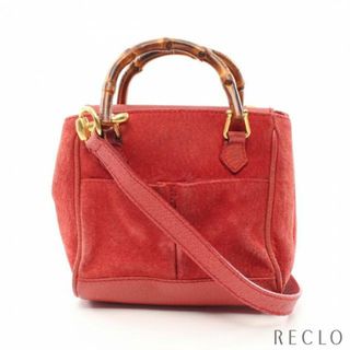 グッチ(Gucci)のバンブー ハンドバッグ スエード レッド 2WAY(ハンドバッグ)