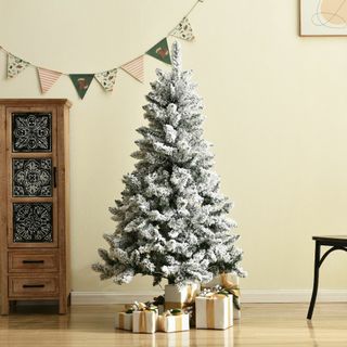 クリスマスツリー LED150cmオーナメント無し 雪化粧リアルヌードツリー