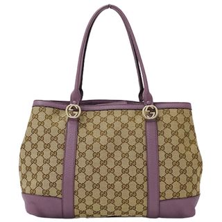 グッチ(Gucci)のグッチ GUCCI バッグ レディース ブランド トートバッグ ショルダーバッグ GGキャンバス レザー ブラウン ベージュ パープル 353122 肩掛け A4 通勤 通学 おしゃれ 大人 【中古】(トートバッグ)