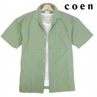 コーエン(coen)の【coen/コーエン】ポプリンオーバダイ オープンカラーシャツ・オリーブ系・XL(シャツ)