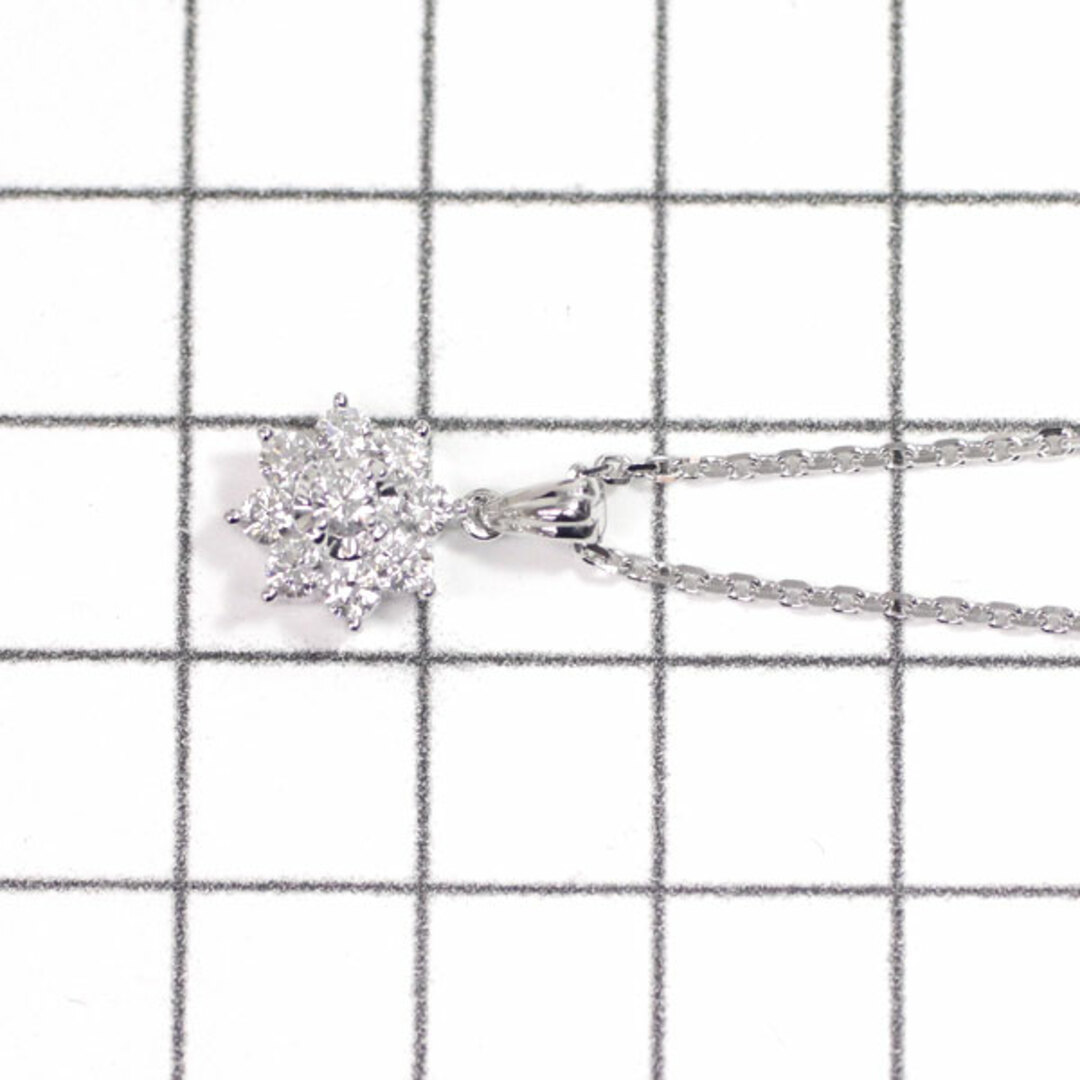田崎真珠 K18WG ダイヤモンド ペンダントネックレス 0.50ct フラワー