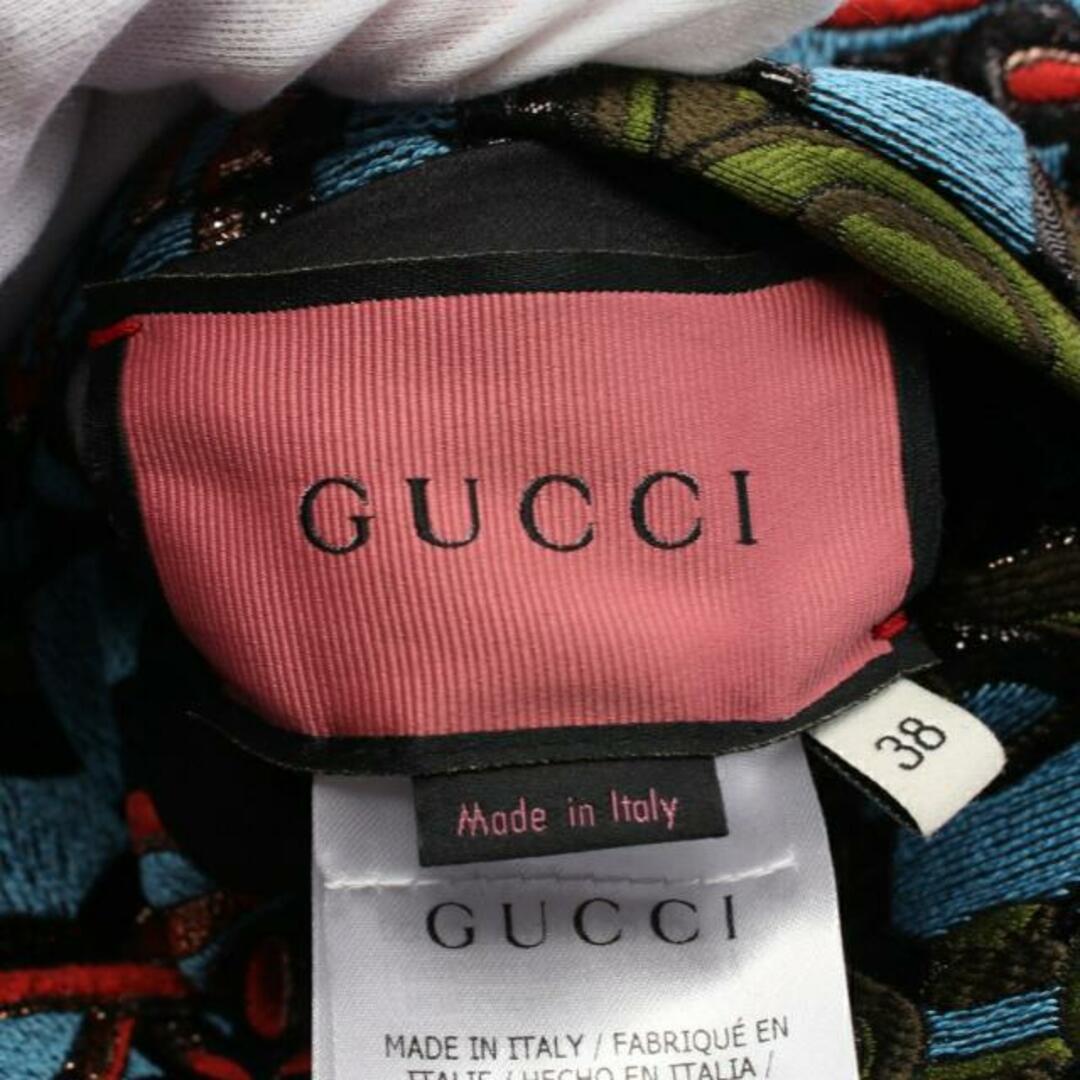 Gucci(グッチ)の ノーカラージャケット ベロア フェイクファー ブラック ライトブルー マルチカラー リバーシブル レディースのジャケット/アウター(ノーカラージャケット)の商品写真