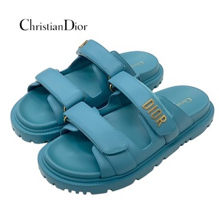 クリスチャンディオール(Christian Dior)のクリスチャンディオール DIORACT ラムスキン サンダル スリッポン 靴 シューズ ライトブルー(サンダル)