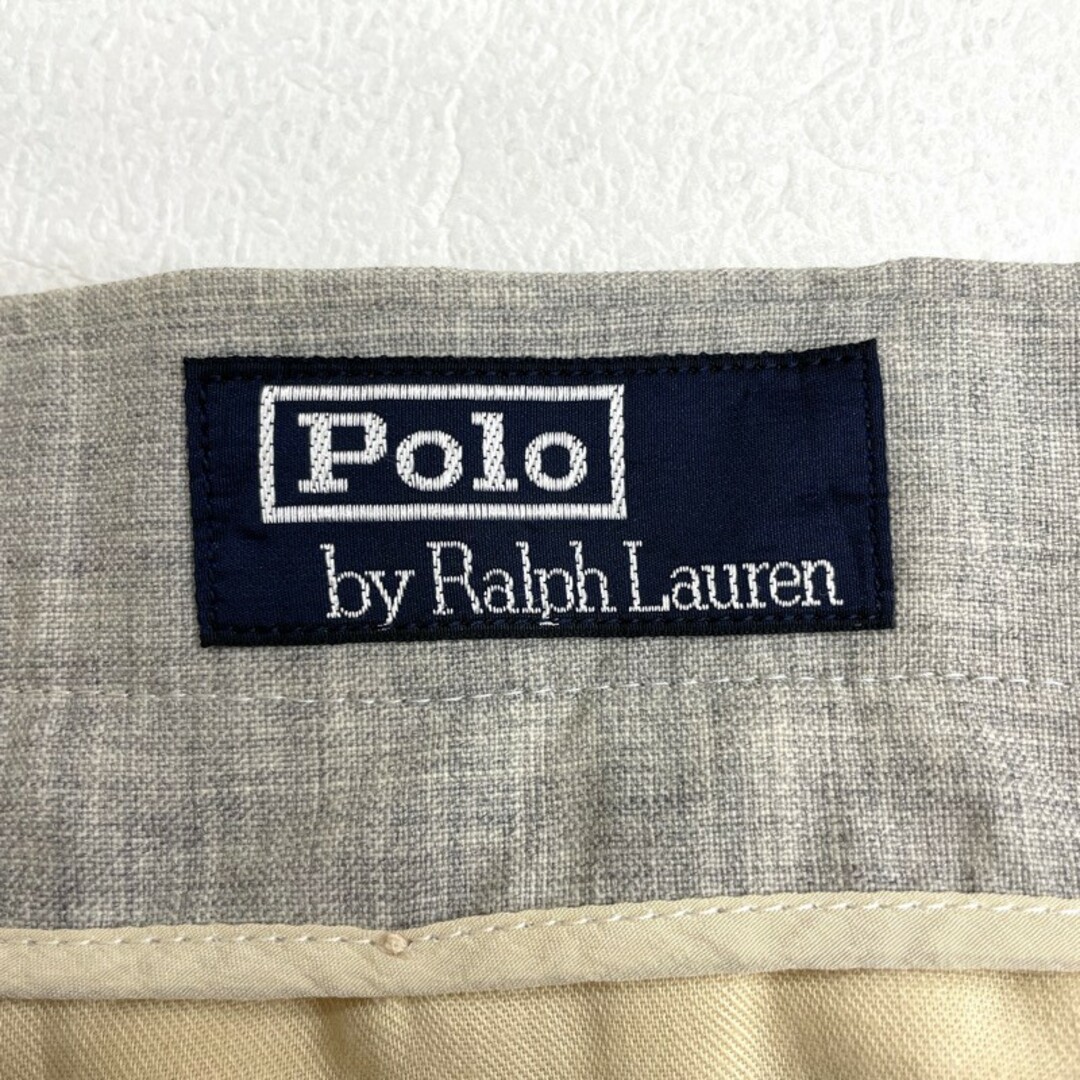 Ralph Lauren(ラルフローレン)のUS古着 ポロ ラルフローレン Polo by Ralph Lauren ウール スラックス パンツ ツータック サイズ：W34 L30 ライトグレー系 【中古】 メンズのスーツ(スラックス/スーツパンツ)の商品写真