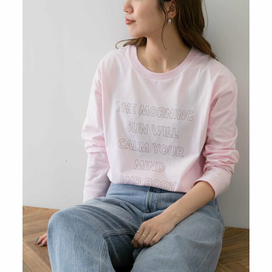 【ピンク】メッセージロゴロングスリーブTシャツ