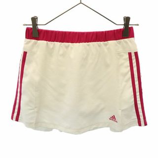 アディダス(adidas)のアディダス ロゴプリント スポーツ インナーパンツ付 スカート 150 ホワイト adidas キッズ 【中古】  【230901】 メール便可(パンツ/スパッツ)