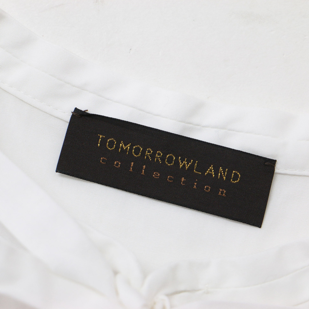 TOMORROWLAND collection トゥモローランド コレクション ブラウス シャツ トップス カットソー ホワイト 白 36(9号) ノースリーブ ボウタイ ブロード コットン 綿 きれいめ 上品 オフィス カジュアル 大人 シンプル 無地 フェミニン ブランド【レディース】 3