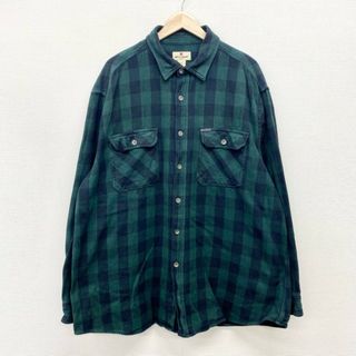 ウールリッチ(WOOLRICH)のUS古着 ウールリッチ WOOLRICH フランネル シャツ ギンガムチェック 長袖 サイズ：メンズ 2XL ビッグサイズ ダークグリーン×ブラック【中古】(シャツ)