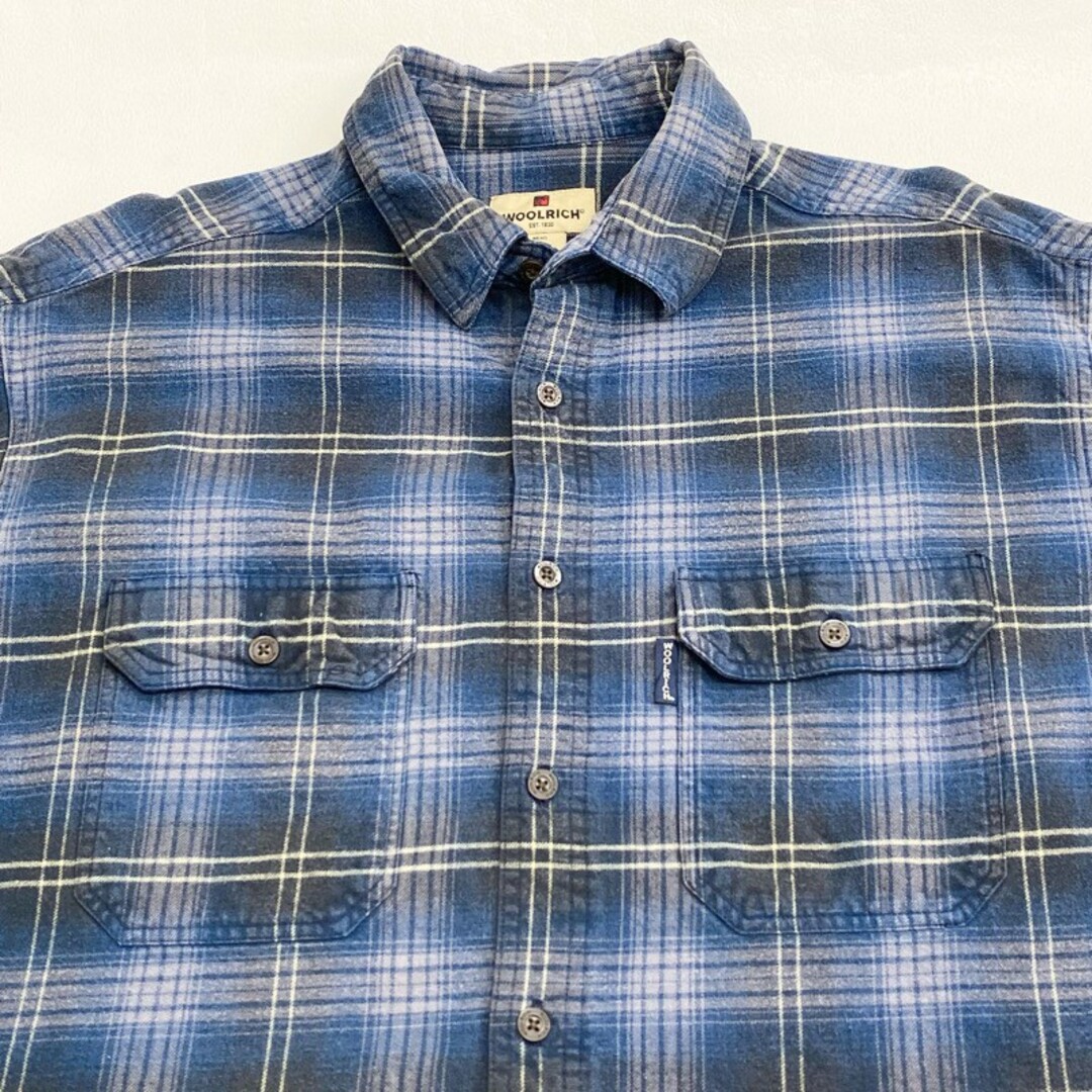 WOOLRICH(ウールリッチ)のUS古着 ウールリッチ WOOLRICH フランネル シャツ タータンチェック 長袖 サイズ：メンズ XL ビッグサイズ ネイビー系【中古】 メンズのトップス(シャツ)の商品写真