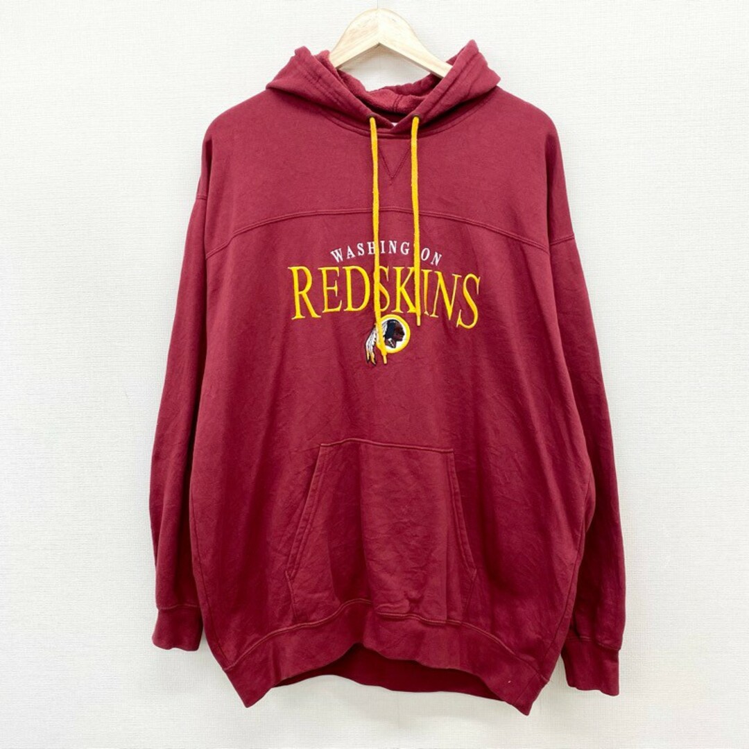 US NFL ワシントン・レッドスキンズ Washington Redskins スウェット パーカー プルオーバー 前V チームロゴ 刺繍 サイズ：メンズ XL相当 ビッグサイズ エンジ