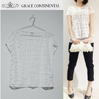 グレースコンチネンタル(GRACE CONTINENTAL)の【グレースコンチネンタル】幾何学 シースルー Tシャツ(Tシャツ(半袖/袖なし))