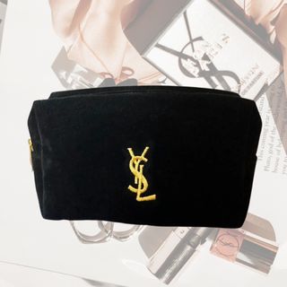 イヴサンローラン(Yves Saint Laurent)のYSL イヴサンローラン 化粧ポーチ　ノベルティ　ポーチ　ブラック　 刺繍(ポーチ)