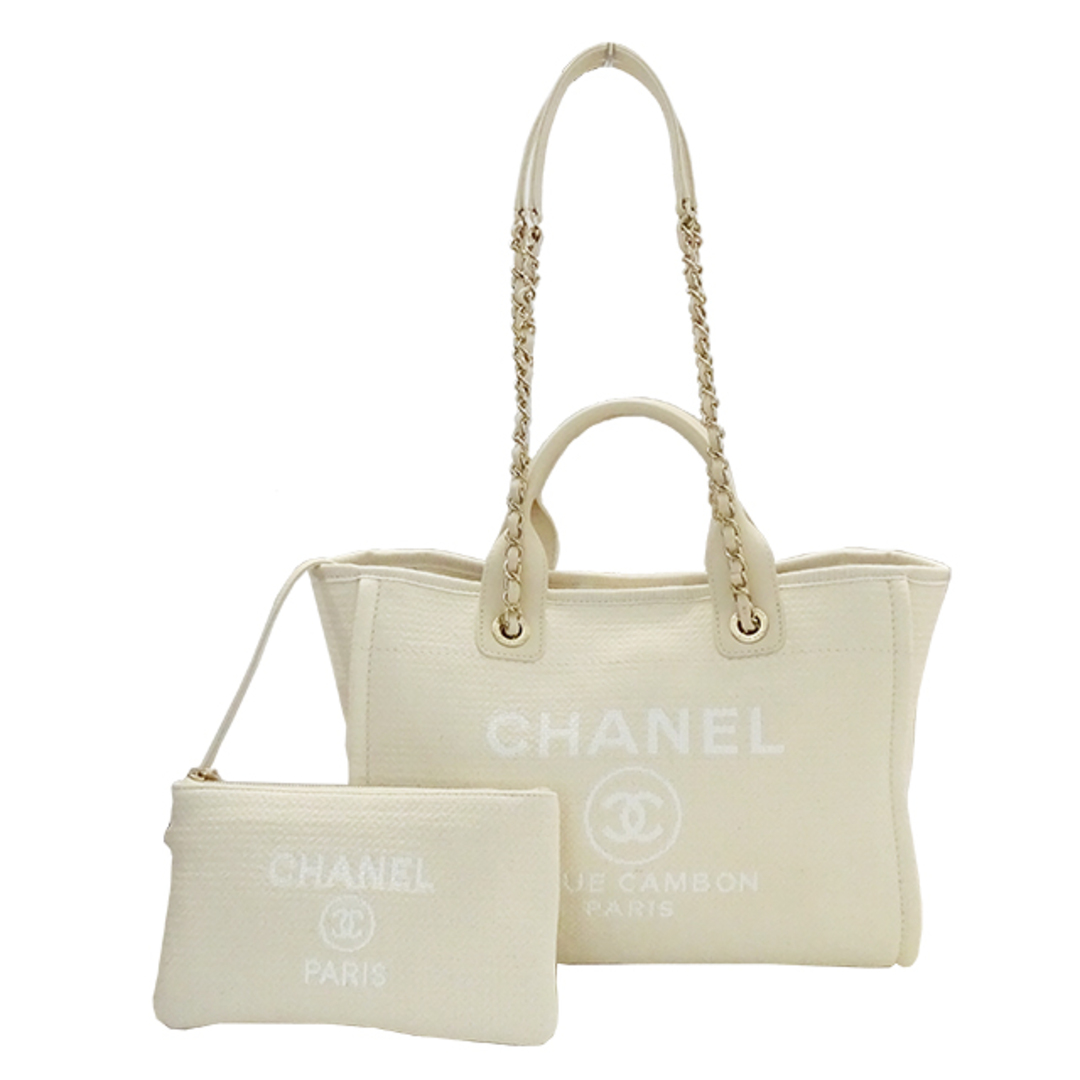 シャネル CHANEL バッグ ドーヴィル レディース ブランド ハンドバッグ ショルダーバッグ 2way キャンバス MM アイボリー ゴールド金具 おしゃれ A4 おでかけ 肩がけ