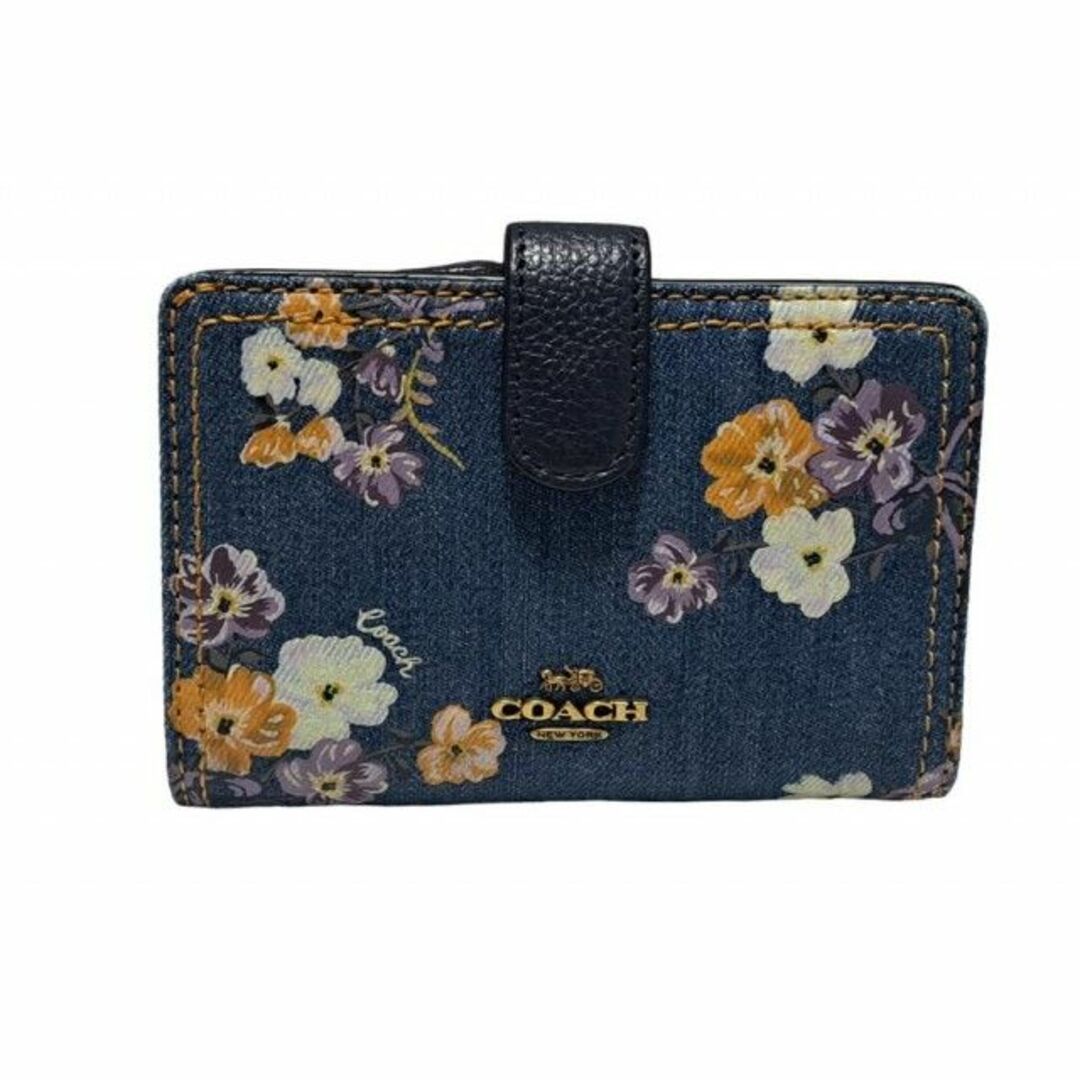 COACH - 新品同様 コーチ 二つ折り 財布 デニム 花柄 フローラル