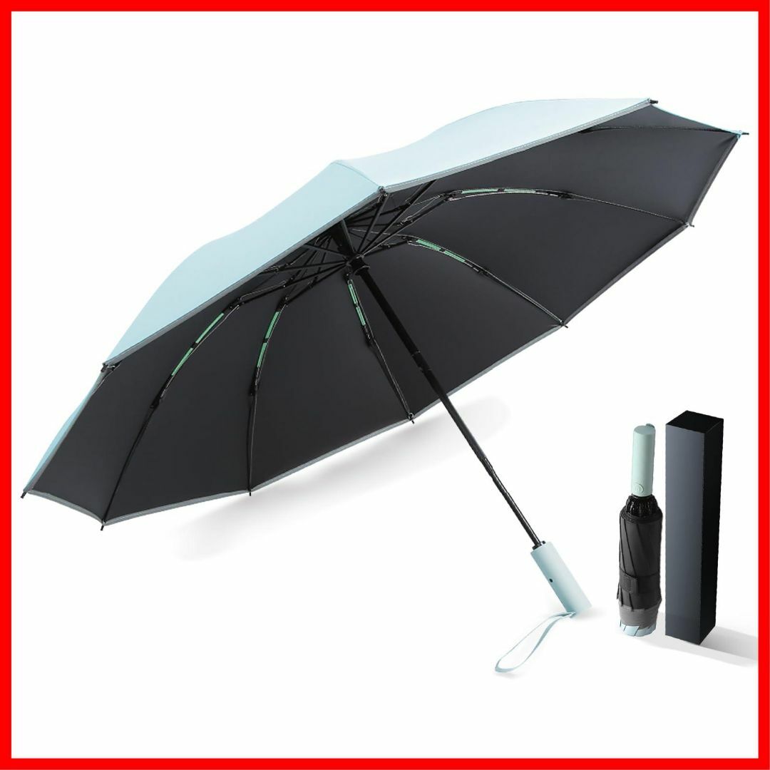 【色:ライトブルー】折りたたみ 傘 メンズ 逆折り式 おりたたみ傘 ワンタッチ