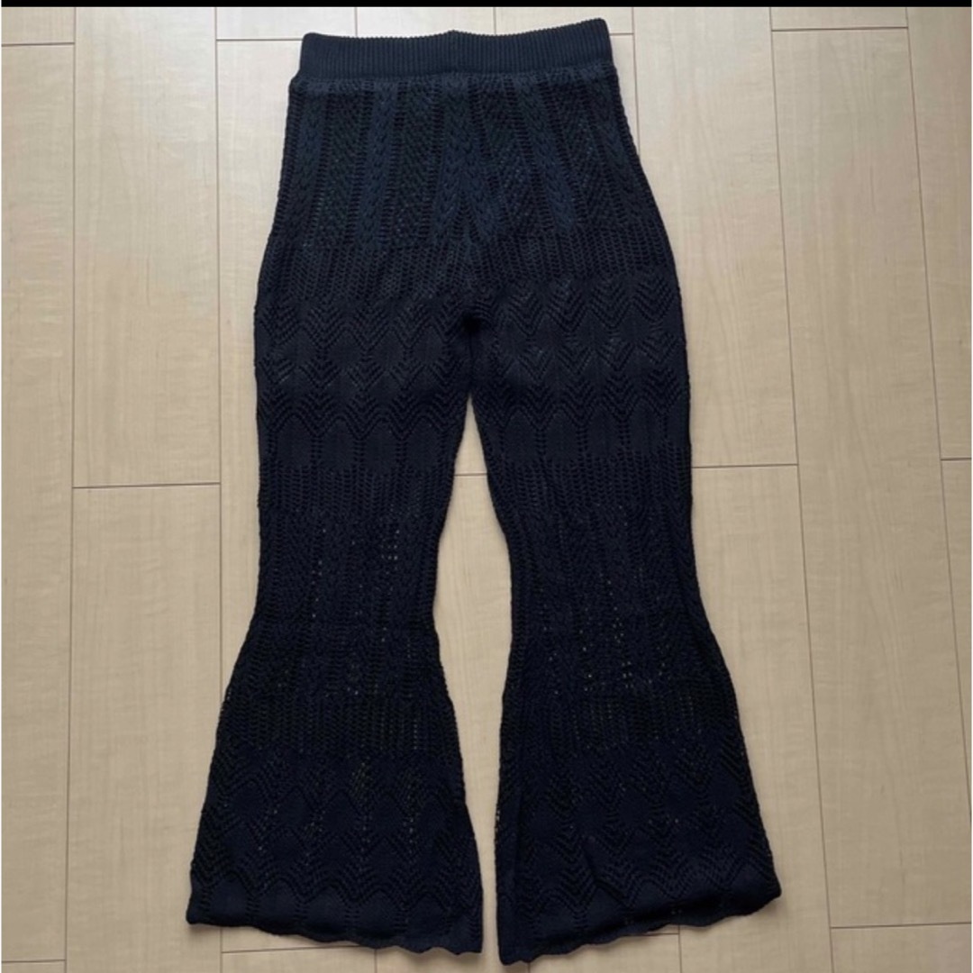 しまむら(シマムラ)のしまむら鉤針編みパンツブラックかぎ針編みクロシェニットパンツ透かし編み レディースのパンツ(その他)の商品写真