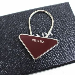 プラダ(PRADA)のプラダ キーホルダー　キーリング　美品　シルバー×ボルドー　PRADA r136 【中古】(キーホルダー)