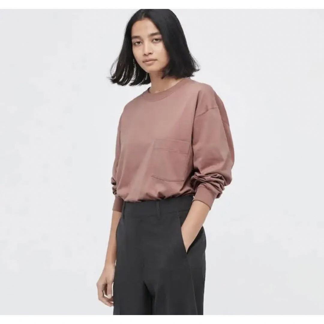 UNIQLO(ユニクロ)のUNIQLO  ユニクロU  クルーネックTシャツ  L 長袖 ピンク メンズのトップス(Tシャツ/カットソー(七分/長袖))の商品写真