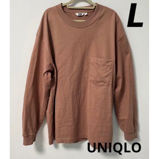 ユニクロ(UNIQLO)のUNIQLO  ユニクロU  クルーネックTシャツ  L 長袖 ピンク(Tシャツ/カットソー(七分/長袖))