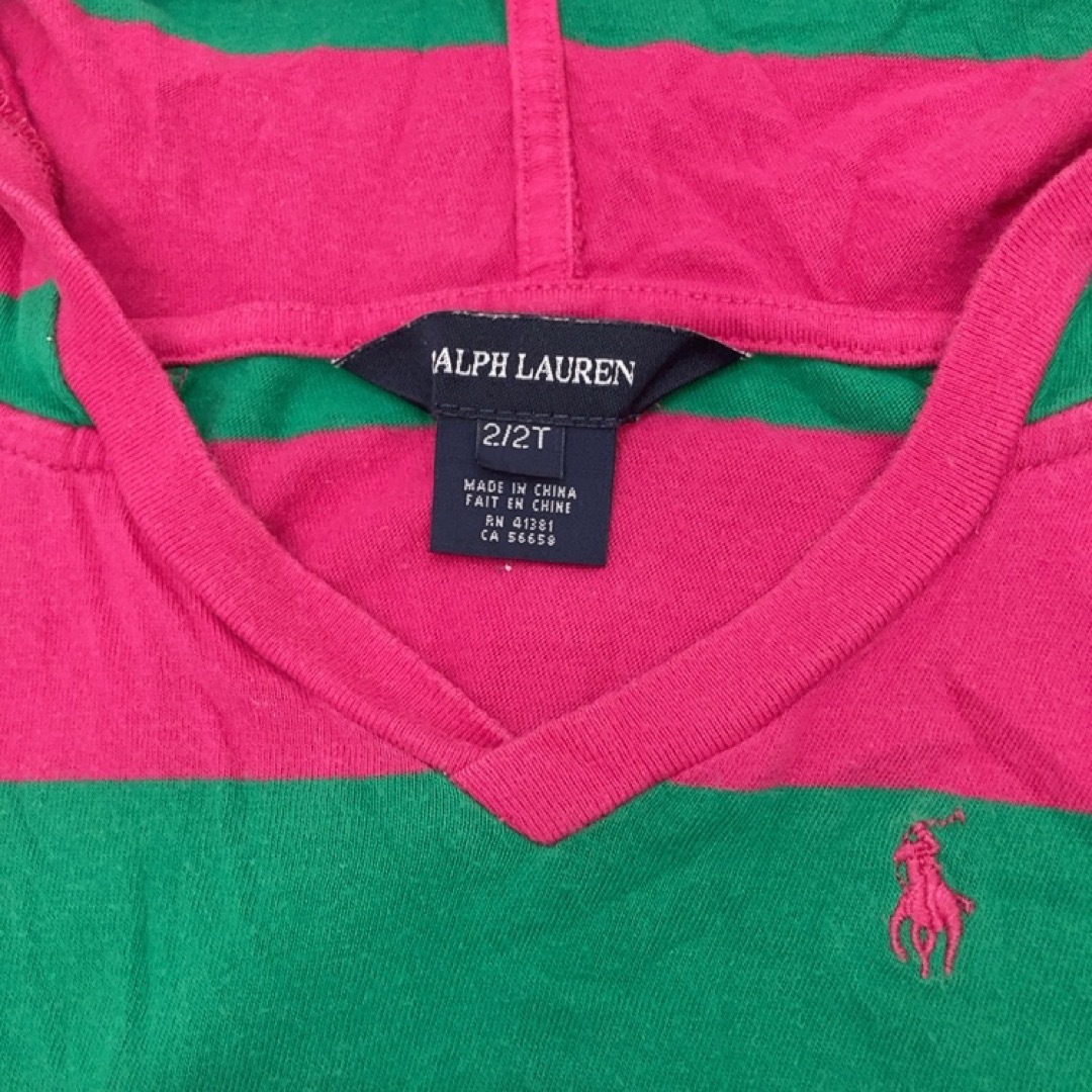 Ralph Lauren(ラルフローレン)のラルフローレン　2T キッズ　ベビー　女の子　パーカー　ボーダー キッズ/ベビー/マタニティのキッズ服女の子用(90cm~)(Tシャツ/カットソー)の商品写真