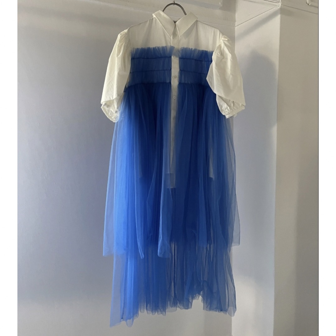 viviano 23ss Tulle Trimmed long shirt-